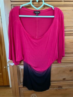 Women’s bebe Hot Pink to Black Ombre Draped Dolman Top XS ✨BRAND NEW✨